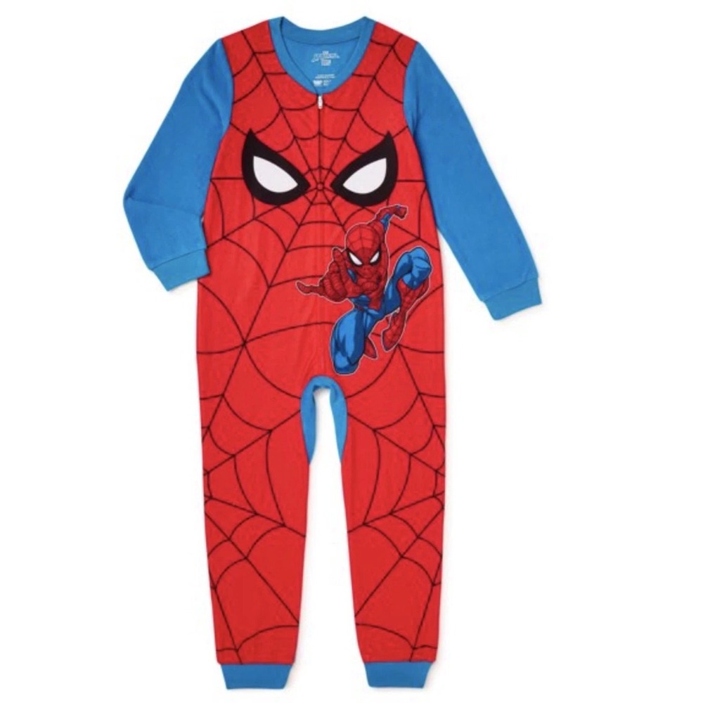 Marvel Spider-Man Pajamas Kids Size 8 Red Blue NEW One Piece Union Suit‎